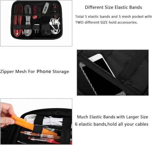 MATEIN Electronics Travel Organizer, Double Layers Charger Organizer Bag - Image 4