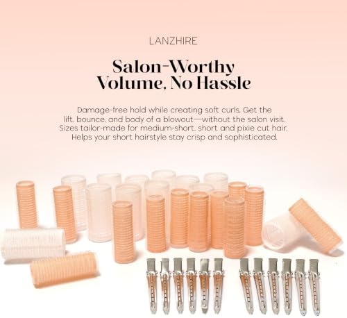 Lanzhire 2 Sizes Volumizing Self-Grip Hair Rollers Set for Short Hair - Image 2