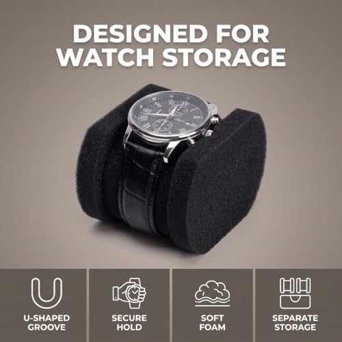 5 slots Watch Travel Case, Watch Case Storage box Organizer for Men and Women, with anti-move soft watch pillow - Image 2