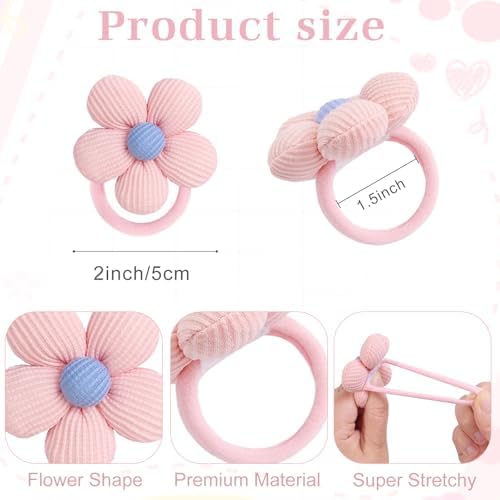 CÉLLOT 10PCS Flower Hair Ties,4cm Diameter Seamless Nylon Bands for Girls - Image 3