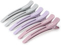 AIMIKE Hair Sectioning Clips with Silicone Band - 6pcs No Crease Duck Billed Clips for Styling, Cutting, and Rollers in Morandi Color by AIMIKE