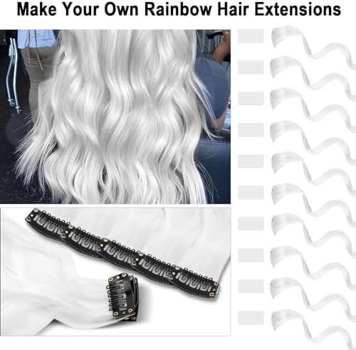 10 PCS White Hair Extensions Clip in, Curly Wavy Hair Accessories for Women - Image 2