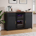 GDLF 53.2" Coffee Bar Cabinet with Fridge Space,Fluted Sideboard,Black by GDLFGoodLife