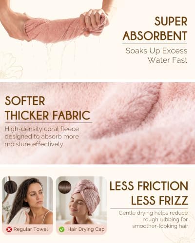 YANIBEST Satin Microfiber Hair Towel Wrap, Fast Drying Turban for Women - Image 2