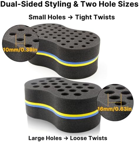 RioRand Double Sided Twist Hair Sponge, Extra Thick 85-90 Shore A Hardness, Large Curl Sponge for Short 4B/4C Coily Afro Hair, for Men Women Home & Barber Use(Flat-1PC) - Image 2