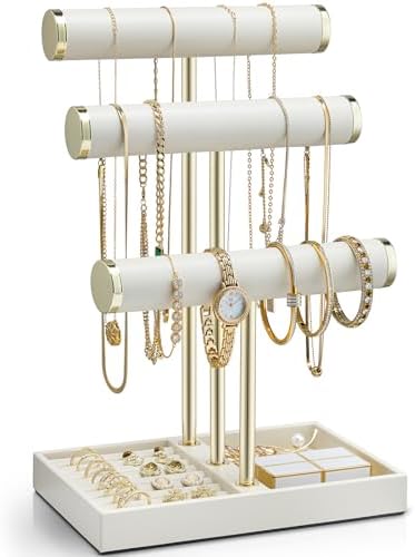 VLANDO Jewelry Organizer, 3 Tier Jewelry Bracelet Necklace Holder with Tray by VLANDO