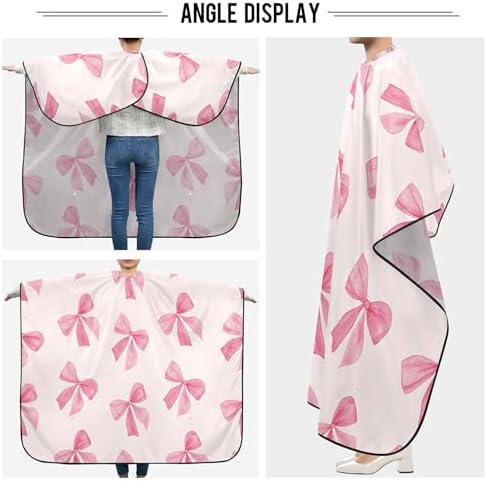 Burbuja Pink Bow Barber Cape, Hair Cutting Cape with Adjustable Neckline Waterproof Polyester Salon Barber Cape for Unisex Adult - Image 5