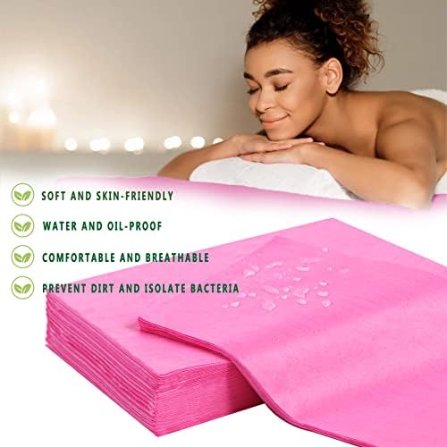 31" x 71" Disposable Bed Sheets for Massage Table Waterproof Massage Table Sheet Soft Non Woven Fabric SPA Bed Cover Breathable for Massage Beauty Tattoos 50PCS (Pink) - Image 2