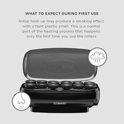 Conair Hot Rollers for Long,Medium & Short Hair,12 Jumbo 1 ½" Heated Hair Rollers with Clips,Hot Curlers for Women,Volume & Curls,Amazon Exclusive,Black,(Pack of 4) - Image 6