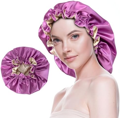 Silk Bonnet for Sleeping Satin Bonnets Double Layer Reversible Hair Cap Bonnet for Women Long Curly Braid Hair (Orchid) by BeutyMe