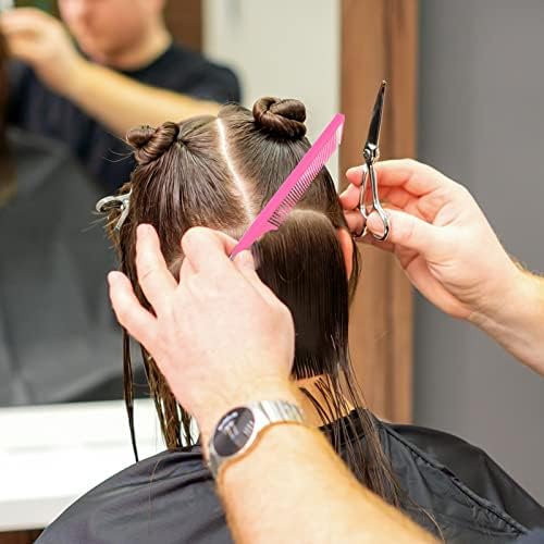 9.3'' Rat Tail Comb for Hair Stylist, Parting Combs for Braiding hair, Rattail Comb with Metal Stainless Steel Pintail for Sectioning, Teasing and Styling (Pink) - Image 5