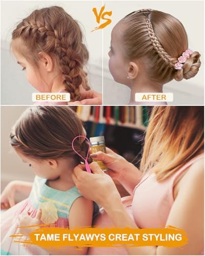 6Pcs Hair Wax Stick Set for Flyaways, Topsy Tail Hair Tools for Women, Teen Girls & Kids, Slick Back Hair Brush, Bun Accessories, Non-greasy Styling Tools Slick Stick, 2.7 Oz - Image 4