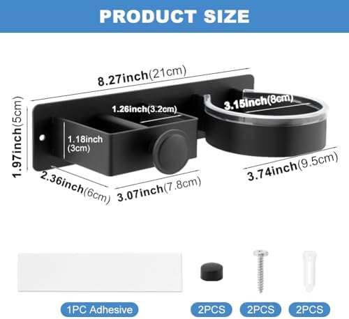 Black Hair Dryer Holder Wall Mount, No Drill Hair Tool Organizer - Image 2