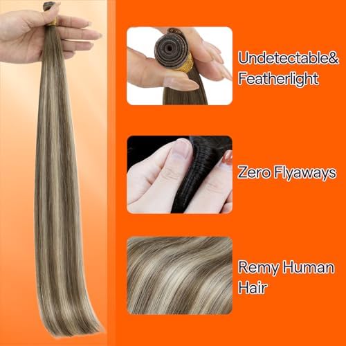 Full Shine Hand Tied Weft Extensions Human Hair 22 Inch 60g - Image 3