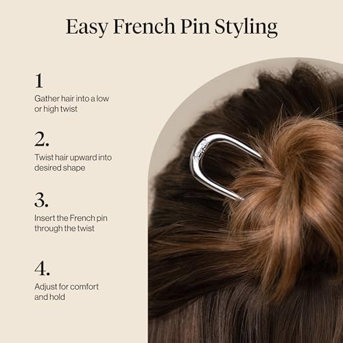 Kitsch Mini Metal French Hair Pin & Hair Clips for Women - Silver, Set of 3 - Image 6