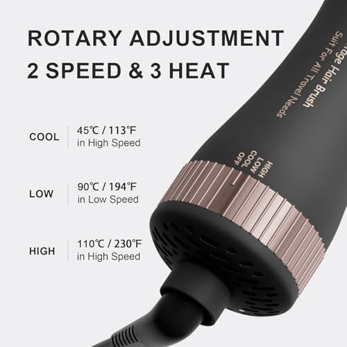 Dual Voltage Blow Dryer Brush Travel Hair Dryer Brush in One, 110-240V - Image 4