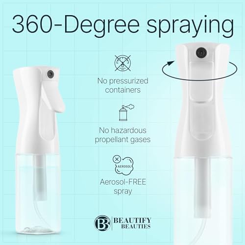 BeautifyBeauties Hair Spray Bottle – Ultra Fine Continuous Water Mister for Hairstyling, Cleaning, Plants, Misting & Skin Care (White, 6.8 Ounces) - Image 5