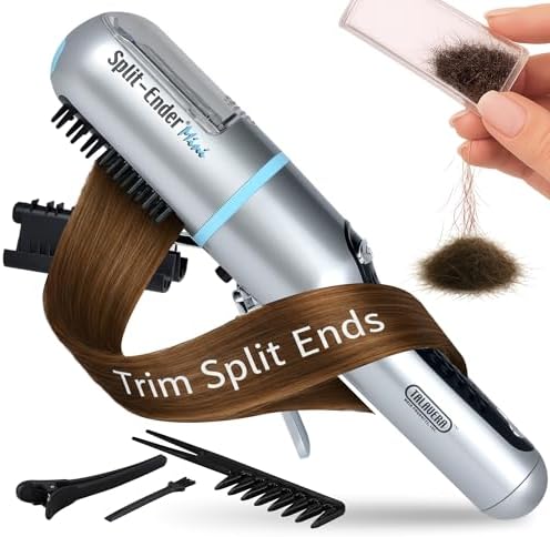 Split-Ender Mini Cordless Split End Hair Trimmer for Dry, Damaged, Brittle, or Frizzy Hair - Battery Operated Clipper for Straight and Curly Hair - Blue by Split-Ender