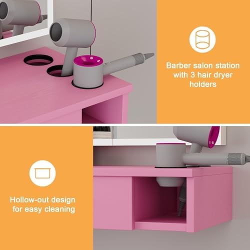 4ever2buy Pink Salon Stations for Hair Stylist, Wall Mount Barber Station - Image 4