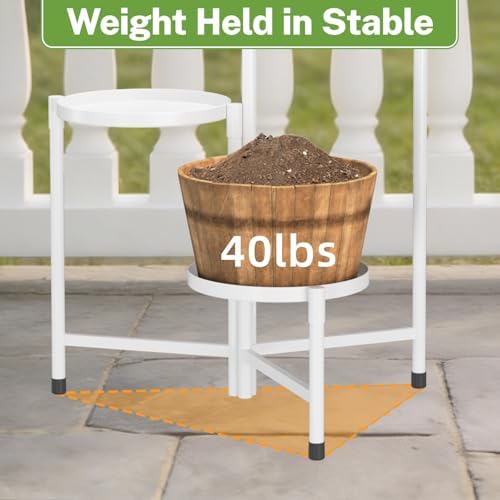 3 Tier Large Plant Stand Indoor Outdoor, 10 In Wide Tray, White - Image 4