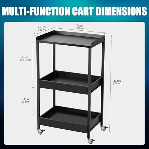 Poarmeey 3-Tier Salon Cart on Wheels, Large Metal Storage Trolley - Image 2