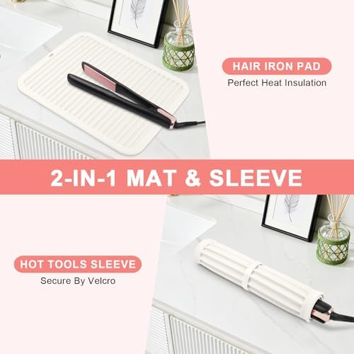 Silicone Heat Resistant Mat for Hair Tools, Oversize, Ivory - Image 5