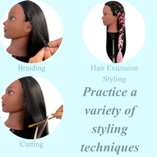 Braiding Mannequin Head with Hair, Black Mannequin Head for Hair Styling - Image 3