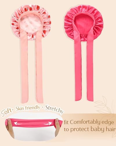 YANIBEST 2 PCS Soft Satin Bonnet, Overnight Protection, Kids Toddler Baby - Image 3