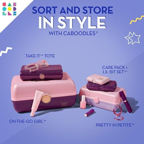 Caboodles On-The-Go Girl Makeup Box, Two-Tone Lilac on Cobalt, Hard Plastic Makeup Organizer Box, Built-In Mirror, Secure Latch for Safe Travel, Spacious Storage for Large Items - Image 6