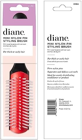 Diane Pro Mini Nylon Pin Styling Hairbrush for Detangling, Separating, Shaping, and Defining Wet or Curly Hair, Heat-Resistant, Anti-Static, Travel Essential, Black/Red - Image 6