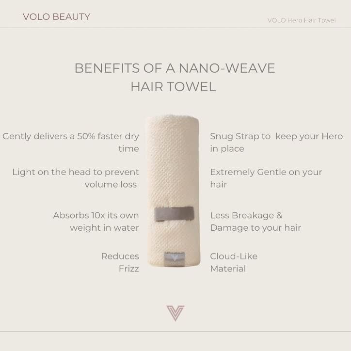 VOLO Hero Hair Towel | Ultra Soft, Super Absorbent, Quick Drying Nanoweave Fabric | Reduce Dry Time by 50% | Towel Wrap for All Hair Types | Reusable Packaging (Salt White - Reusable Tote) - Image 2