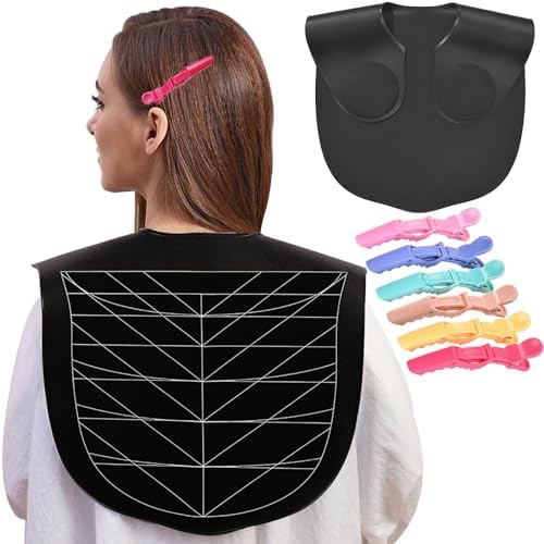Hair Cutting Guide Cape Hair Cutting Collar for Hairstylists with Guidelines Weighted Hair Cutting Mat Silicone Waterproof Haircut Shoulder Mat (Black) by DBYANAN