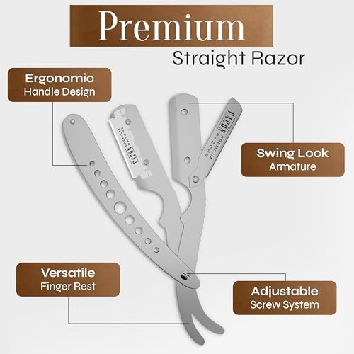 Facón Straight Razors for Men - Professional Barber Straight Edge Razor Kit with 100 Blades, Classic Stainless Steel Barbero Shaver for a Smooth & Precise Shave, Premium Barber Razor for Men's Shaving - Image 6