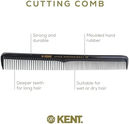 Kent SPC80 Salon-Style Dressing Cutting Comb with Wide and Fine Teeth - Professional Barber Haircut Comb for Styling and Teasing for All Hair Types - Kent Quality Barber Supplies - Image 4
