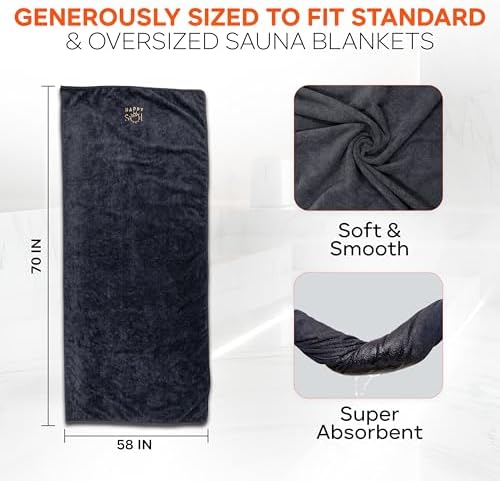Happy Sol Sauna Blanket Towel Insert - Absorbent Insert for Sauna Blanket - Reusable and Machine Washable - 58"x70"- Luxurious Microfiber Material - Image 4