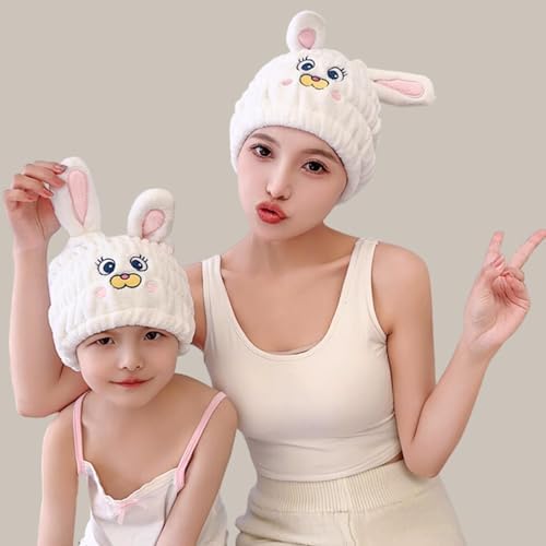 Microfiber Hair Towel Wrap for Kids, Bunny Toddler Quick Drying Cap - Image 7