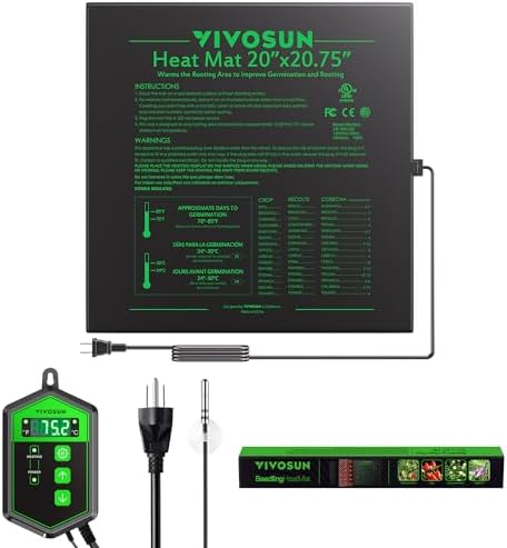 VIVOSUN 20" x 20.75" Seedling Heat Mat and Digital Thermostat Combo Set by VIVOSUN
