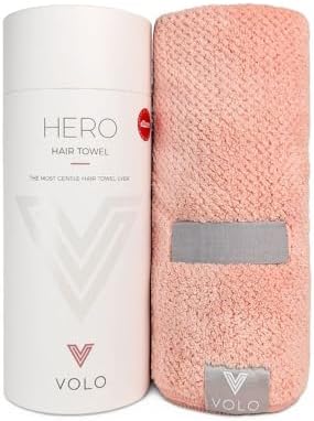 VOLO Hero Hair Towel – Ultra Soft Nanoweave™ Microfiber, Super Absorbent Quick Dry, Reduces Dry Time 50%, Anti-Frizz & Breakage, Secure Snug Strap, Large Wrap for All Hair Types - Cloud Pink by VOLO