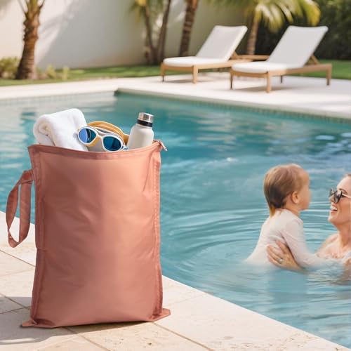 RelaxScene Wet Dry Bags Water Resistant - 2 Pack Reusable Waterproof Wet Dry Bag for Swimsuits & Baby Clothes - Leakproof Storage Pouch Bag for Travel & Baby Diaper - Travel Laundry Daycare Bags - Image 3