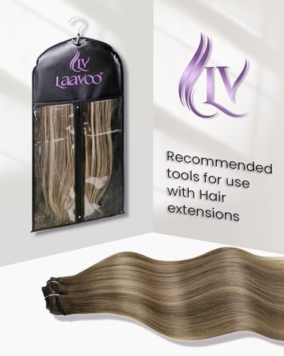LaaVoo Human Hair Clip In Extensions, Double Weft, 22 Inch 5Pcs 80g - Image 4