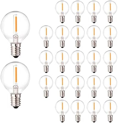 G40 LED Replacement Bulbs, 2700K Warm White, E12 Base, 25PK by CHYPartyStringLightBulbs