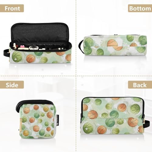 Hair Tools Travel Bag with Heat Resistant Mat 2-in-1 Hot Tools Travel Bag Organizer Flat Curling Iron Travel Case for Straightener Green Orange Watercolor Basketballs - Image 5