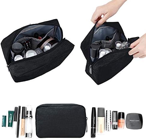 E-Tree Makeup Bag, Big Travel Make up Pouch, Zipper Large Cosmetic Brush Skin Care Case, Toiletry Bags for Traveling Women Man,Tech Electronic Organizer,Small Canvas Storage for Personal Items,Black - Image 4