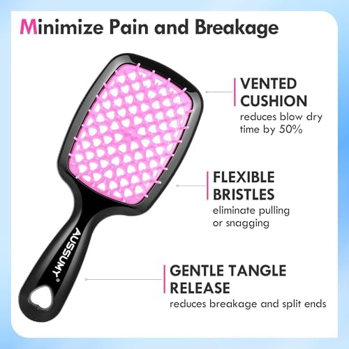 4 Pack Vented Detangling Hair Brush - Detangler Hairbrush with Soft Bristles for Effortless Tangle Free - Ideal for Wet Dry or Curly Damaged Hair for Women Men Kids - Image 2