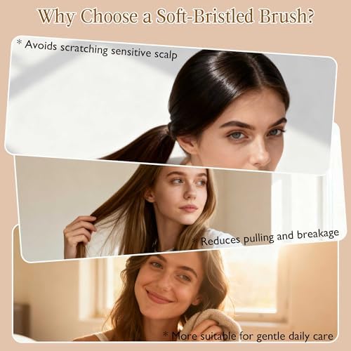 STYLEMATE Boar Bristle Slick Back Hair Brush, Medium/Soft Bristle Hair Brush for Thin & Fine Hair, Smoothing Hairbrush for Women Men Kid, Lightweight Sapele Wooden Handle - Image 3