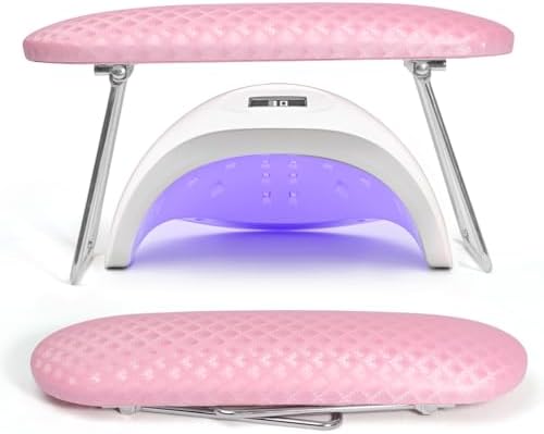 Krofaue Arm Rest for Nails Tech, Professional Microfiber Leather Nail Hand Rest Stand Arm Rest for Acrylic Nails Cushion Hand Holder with Non-slip - Nail Technician Use Must Have (Pink) by krofaue
