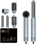 Hair Dryer Brush, 5 in 1 Blow Dryer Brush Set, High Speed Hot Air Styler, Auto Wrap Curlers for Frizz-Free Volume, Smooth Hair Damage Hair Styling Tools Gift for Drying Curling Straightening Silver by Unknown