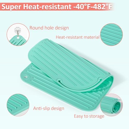 2 Pack Heat Resistant Mat Large Silicone Hot Hair Tools Holder for Curling Irons Flat Iron Hair Styling Tools Mat Portable Vanity Pad - Image 6