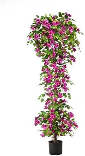 Artificial Bougainvillea Tree -6FT Faux Bougainvillea Tree with Realistic Flowers, Tall Fake Flower Tree for Indoor or Outdoor Decor, Silk Floral Plant for Living Room, Porch, Garden (Purple) by Unknown