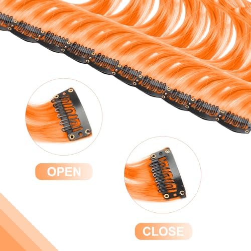10 Pcs Orange Clip-In Curly Wavy Natural Synthetic Hair Extensions 17 Inch - Image 6